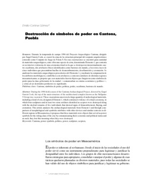 Destrucción de símbolos de poder en Cantona, Puebla
