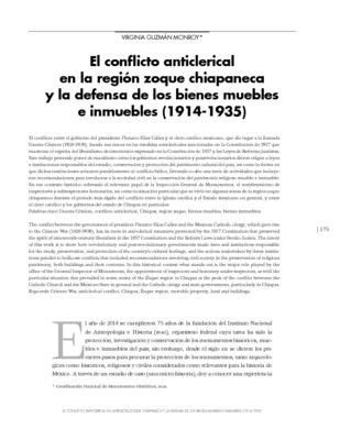El conflicto anticlerical en la región zoque chiapaneca y la defensa de los bienes muebles e inmuebles (1914-1935)