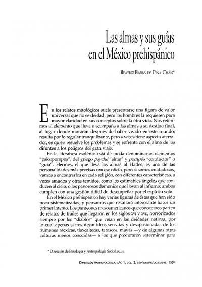 Las almas y sus guías en el México prehispánico