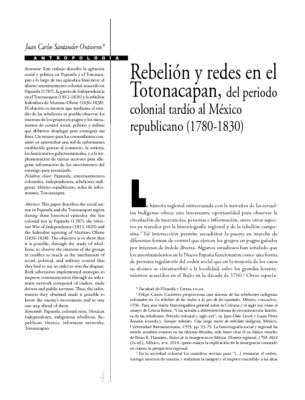 Rebelión y redes en el Totonacapan, del periodo colonial tardío al México republicano (1780-1830)