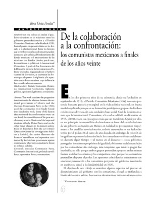 De la colaboración a la confrontación: los comunistas mexicanos a finales de los años veinte
