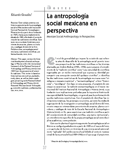La antropología social mexicana en perspectiva