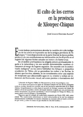 El culto de los cerros en la provincia de Xilotepec-Chiapan