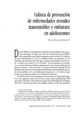 Cultura de prevención de enfermedades sexuales transmisibles y embarazo en adolescentes
