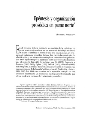 Epéntesis y organización prosódica en pame norte