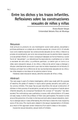 Entre los dichos y los brazos infantiles. Reflexiones sobre las construcciones sexuales de niños y niñas