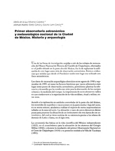 Primer observatorio astronómico y meteorológico nacional de la Ciudad de México. Historia y arqueología