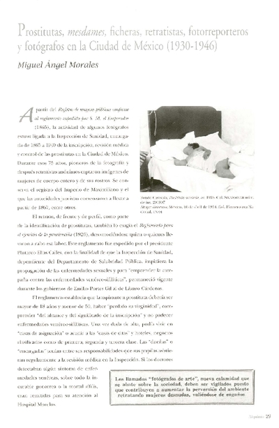Prostitutas, mesdames, ficheras, retratistas, fotorreporteros y fotógrafos en la Ciudad de México (1930-1946)