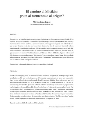 El camino al Mictlan. ¿Camino al tormento o camino al origen?