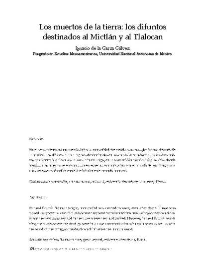 Los muertos de la tierra: los difuntos destinados a Mictlan y Tlalocan