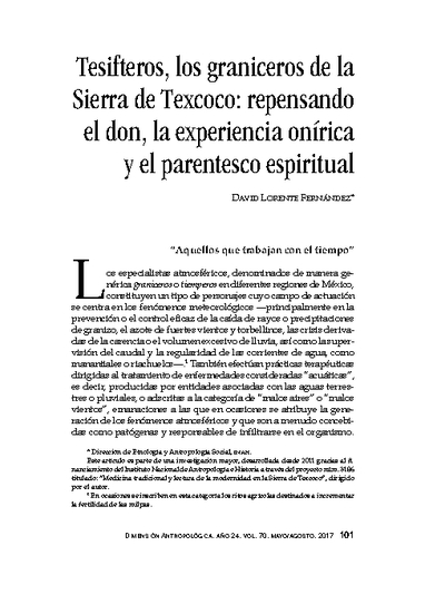 Tesifteros, los graniceros de la Sierra de Texcoco: repensando el don, la experiencia onírica y el parentesco espiritual