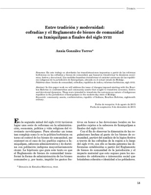 Entre tradición y modernidad: cofradías y el Reglamento de bienes de comunidad en Ixmiquilpan a finales del siglo XVIII