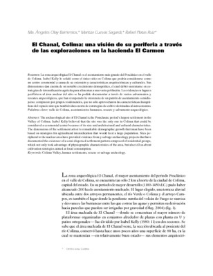 El Chanal, Colima: una visión de su periferia a través de las exploraciones en la hacienda El Carmen