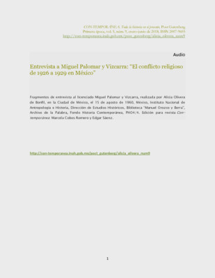Entrevista a Miguel Palomar y Vizcarra: “El conflicto religioso de 1926 a 1929 en México”