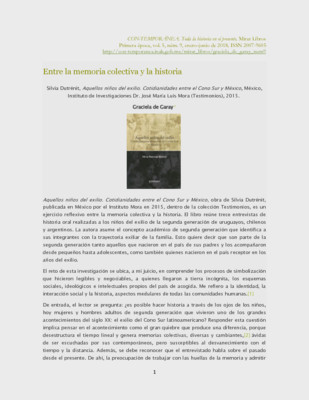 Entre la memoria colectiva y la historia