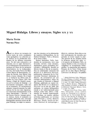 Miguel Hidalgo. Libros y ensayos. Siglos XIX y XX