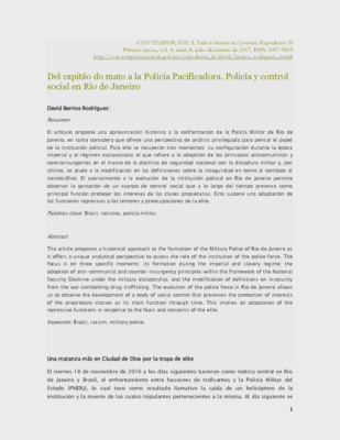 Del capitão do mato a la Policía Pacificadora. Policía y control social en Río de Janeiro