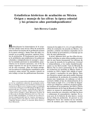 Estadísticas históricas de acuñación en México. Origen y manejo de las cifras: la época colonial y los primeros años postindependientes