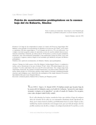 Patrón de asentamientos prehispánicos en la cuenca baja del río Baluarte, Sinaloa