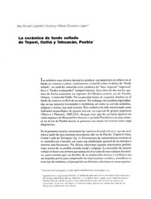 La cerámica de fondo sellado de Tepexi, Cuthá y Tehuacán, Puebla