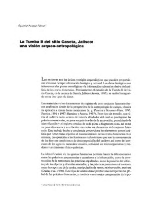 La tumba B del sitio Caseta, Jalisco: una visión arqueo-antropológica