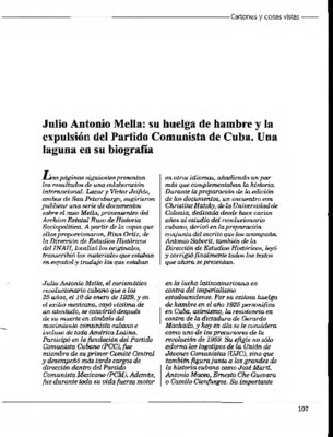 Julio Antonio Mella: su huelga de hambre y la expulsión del Partido Comunista de Cuba. Una laguna en su biografía. 