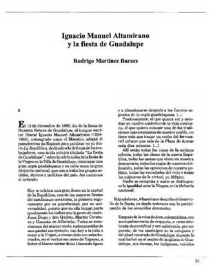 Ignacio Manuel Altamirano y la fiesta de Guadalupe
