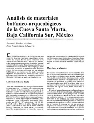 Análisis de materiales botánico-arqueológicos de la Cueva Santa Marta, Baja California Sur, México