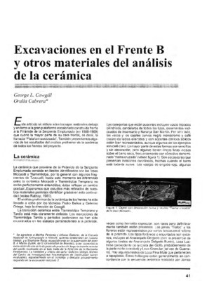 Excavaciones en el Frente B y otros materiales del análisis de la cerámica