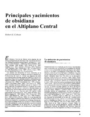 Principales yacimientos de obsidiana en el Altiplano Central