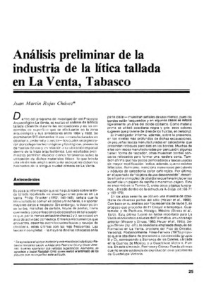 Análisis preliminar de la industria de la lítica tallada en La Venta, Tabasco