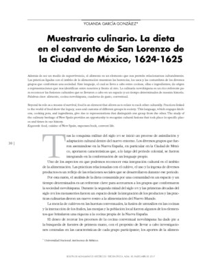 Muestrario culinario. La dieta en el convento de San Lorenzo de la Ciudad de México, 1624-1625