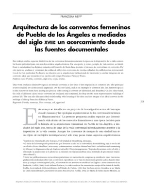 Arquitectura de los conventos femeninos de Puebla de los Ángeles a mediados del siglo XVIII: un acercamiento desde las fuentes documentales
