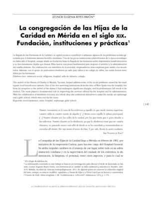 La congregación de las Hijas de la Caridad en Mérida en el siglo XIX. Fundación, instituciones y prácticas