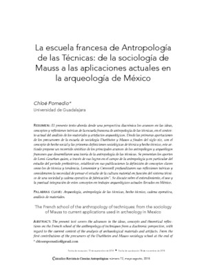 La escuela francesa de Antropología de las Técnicas: de la sociología de Mauss a las aplicaciones actuales en la arqueología de México