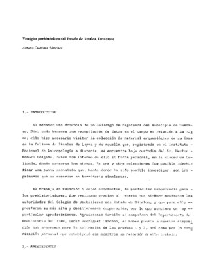  Vestigios Prehistóricos del Estado de Sinaloa. Dos casos
