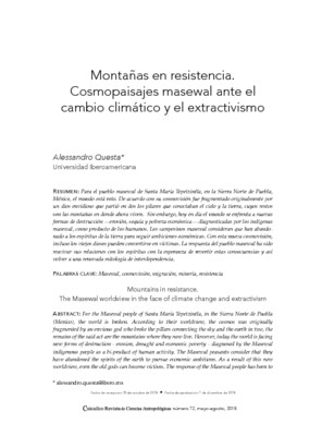 Montañas en resistencia. Cosmopaisajes masewal ante el cambio climático y el extractivismo