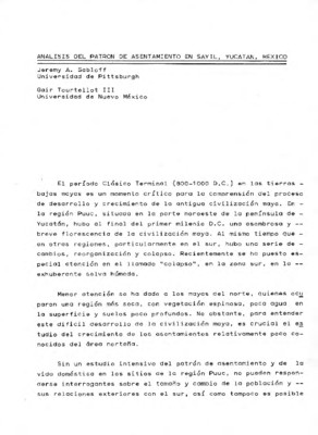 Análisis del patrón de asentamiento en Sayil, Yucatán, México