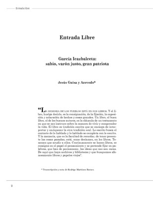 García Icazbalceta: sabio, varón justo, gran patriota