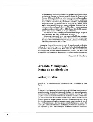 Arnaldo Momigliano. Notas de un discípulo