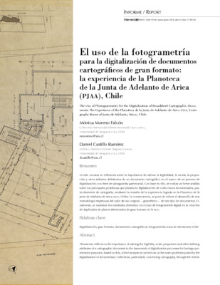 El uso de la fotogrametría para la digitalización de documentos cartográficos de gran formato: la experiencia de la Planoteca de la Junta de Adelanto de Arica (PJAA), Chile