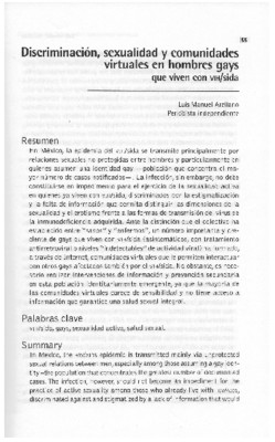 Discriminación, sexualidad y comunidades virtuales en hombres gays que viven con VIH/sida