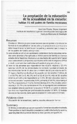 La aceptación de la educación de la sexualidad en la escuela. Hablan 15 mil padres de familia mexicanos