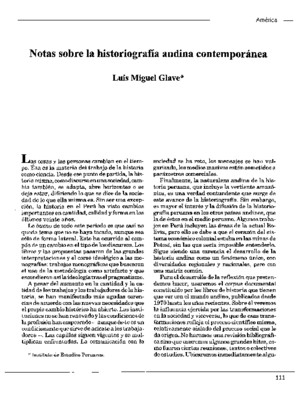 Notas sobre la historiografía andina contemporánea 
