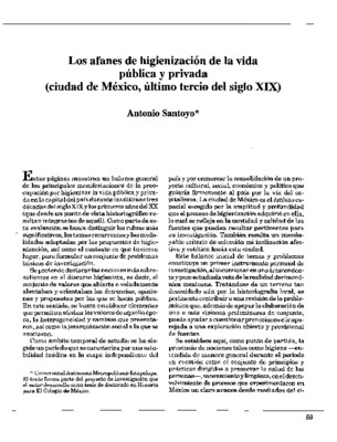 Los afanes de higienización de la vida pública y privada (ciudad de México, último tercio del siglo XIX)