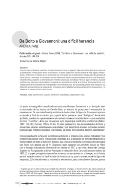 Boito a Giovannoni: una difícil herencia