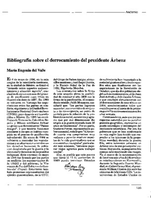 Bibliografía sobre el derrocamiento del presidente Árbenz