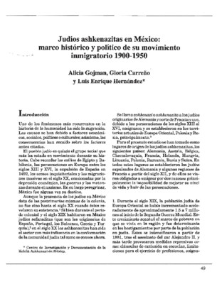 Judíos ashkenazitas en México: marco histórico y político de su movimiento inmigratorio 1900-1950
