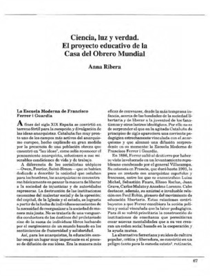 Ciencia, luz y verdad. El proyecto educativo de la Casa del Obrero Mundial
