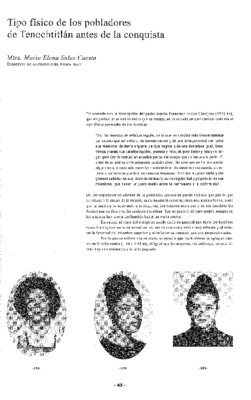 Tipo físico de los pobladores de Tenochtitlán antes de la conquista
